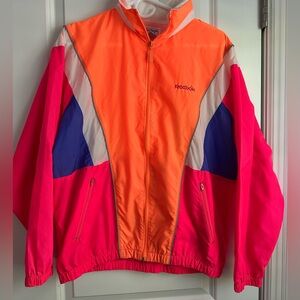 Reebok Vintage Sport Neon Mesh-Lined Windbreaker - Pink, Orange & Blue